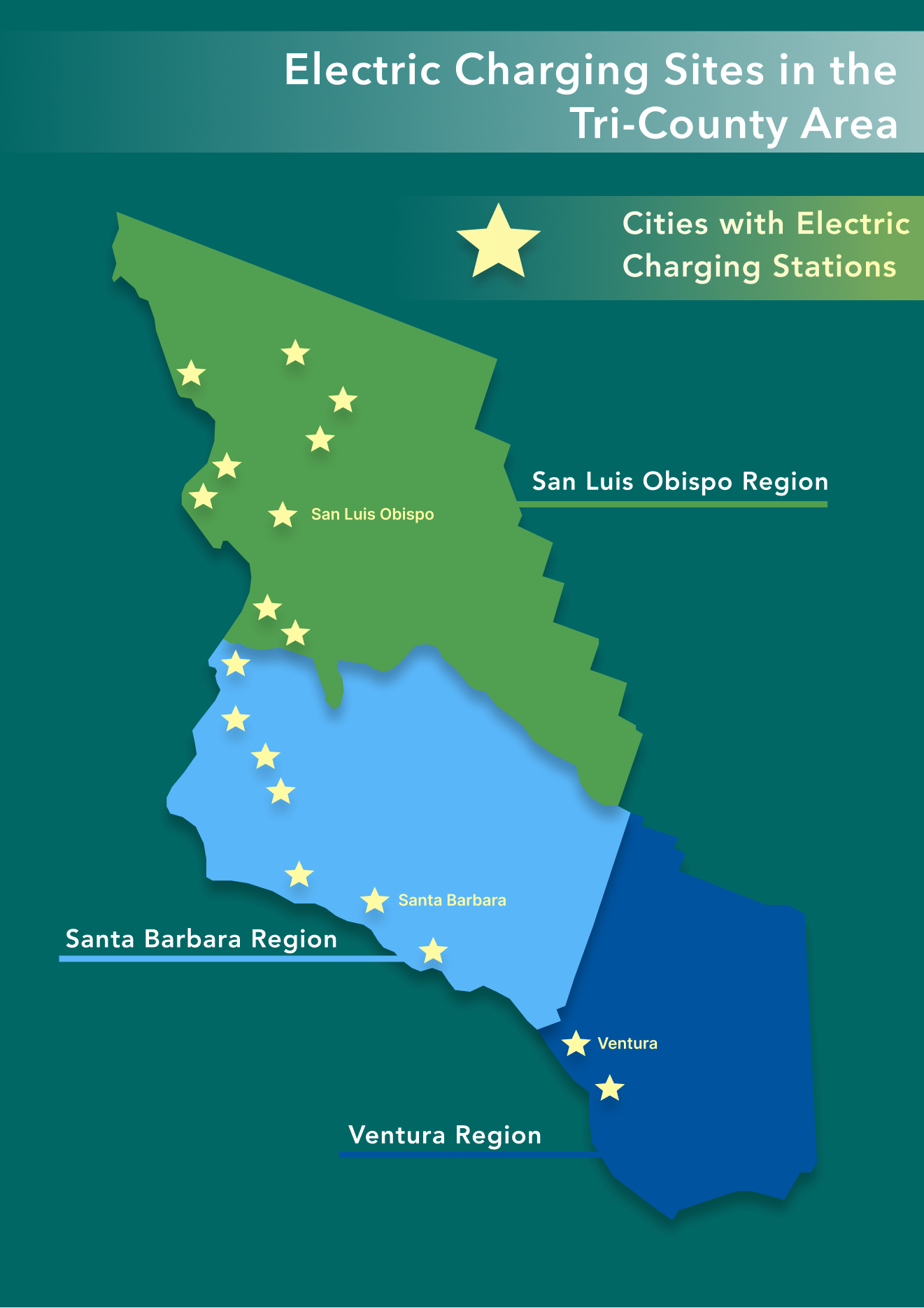Map showing the 18 locations across the Central Coast