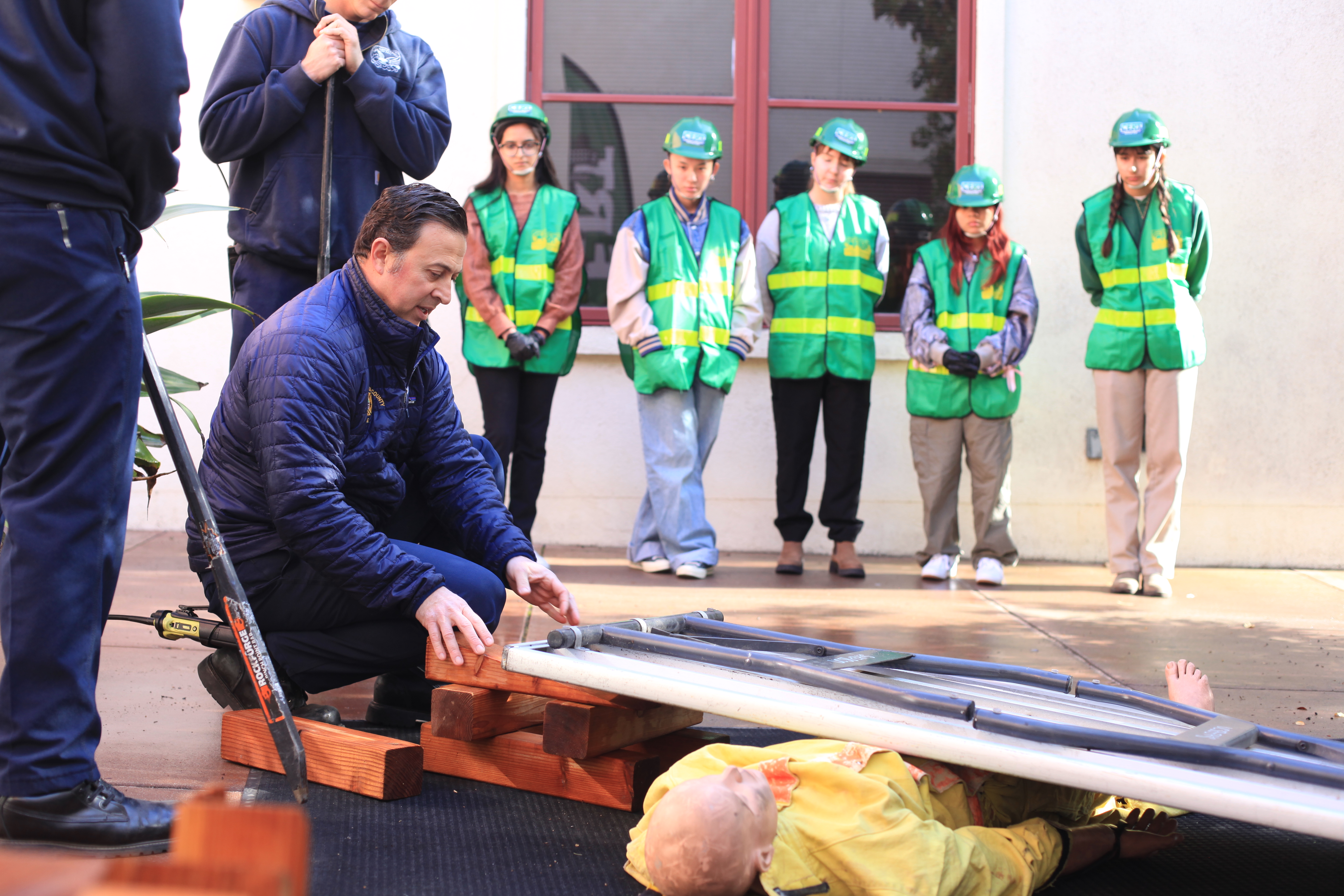 Fire Captain Of Station 17 Demonstrating Cribbing