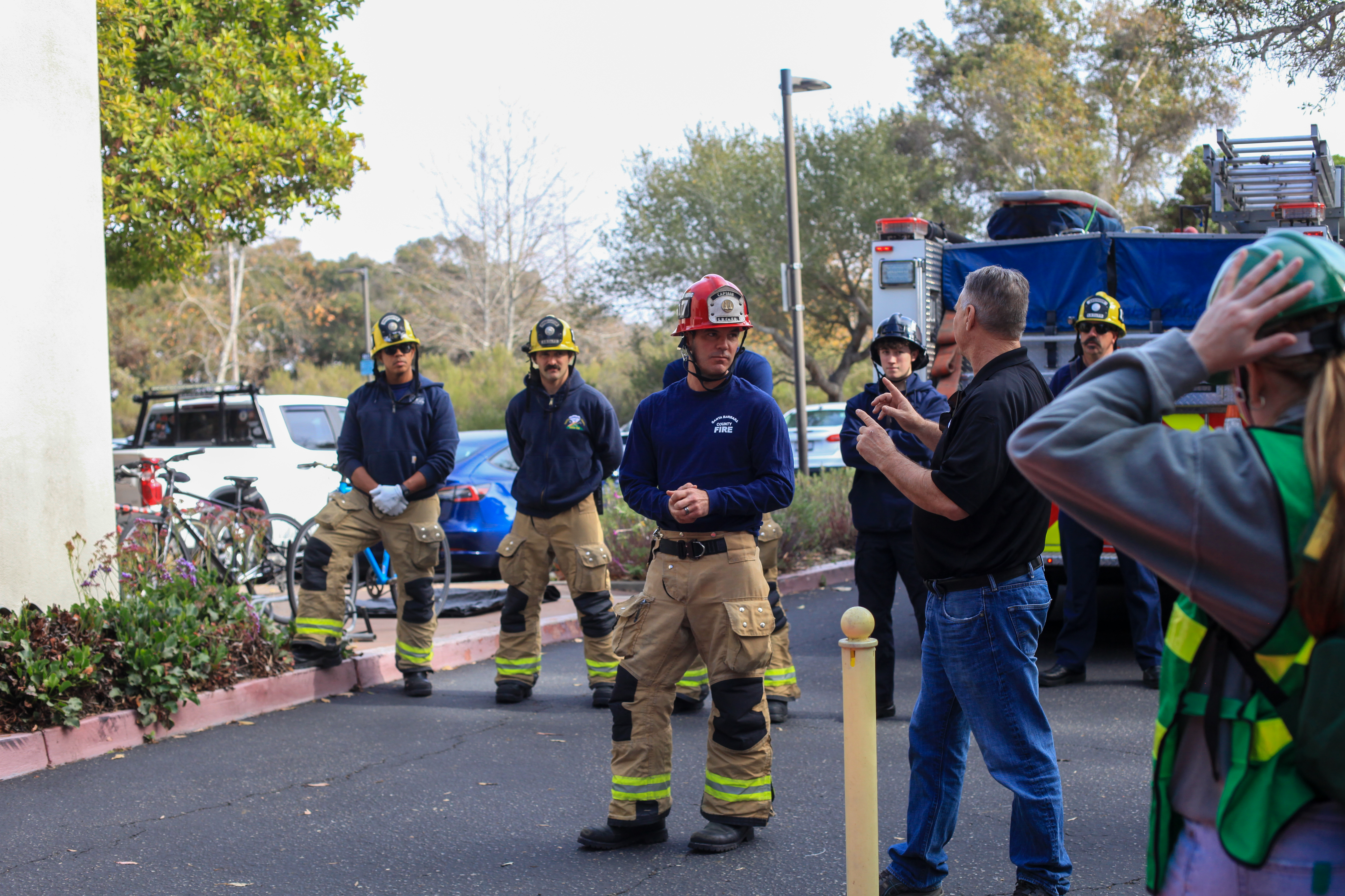 Jim Caesar speaking with Fire Station 17