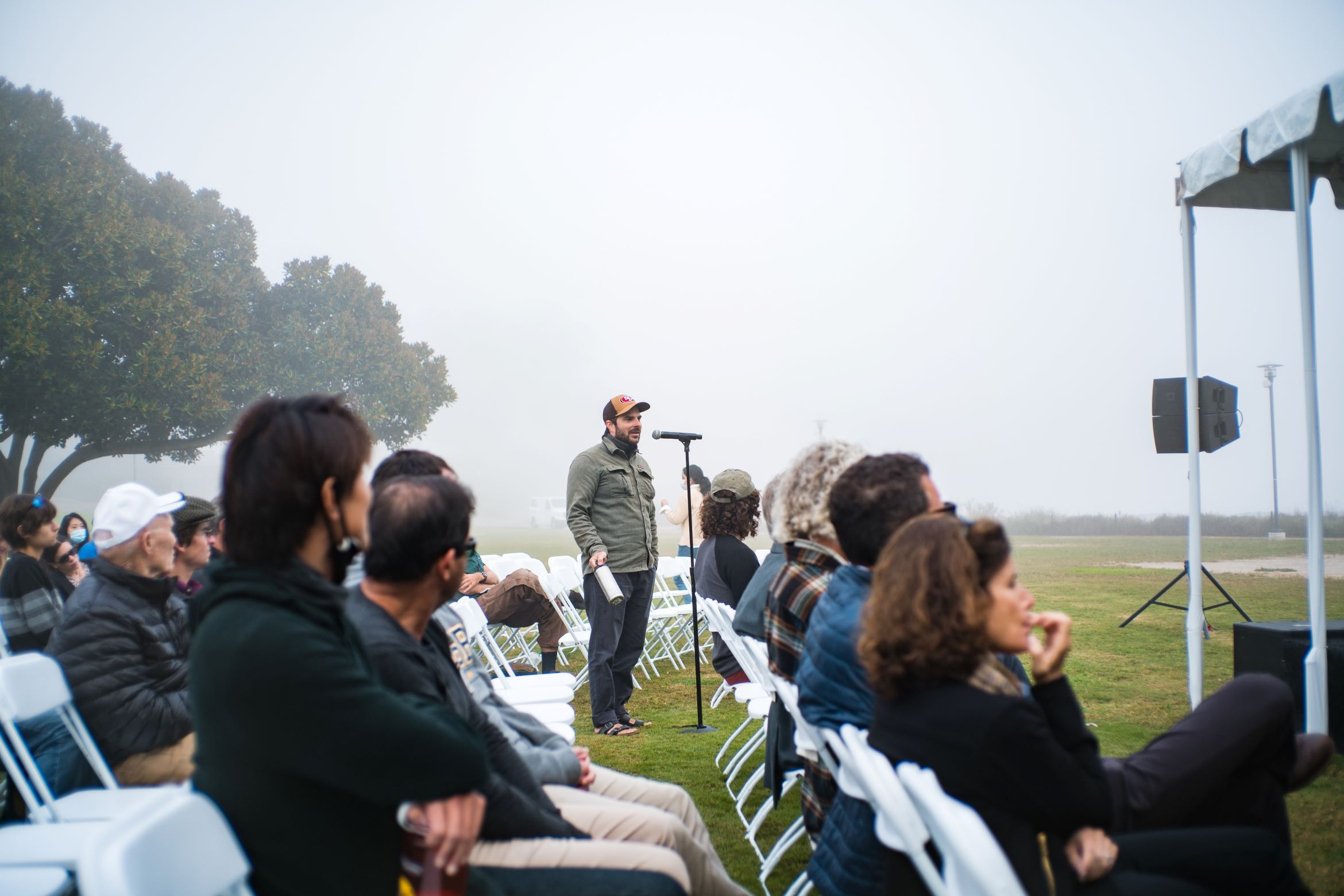 outside Lecture in the fog